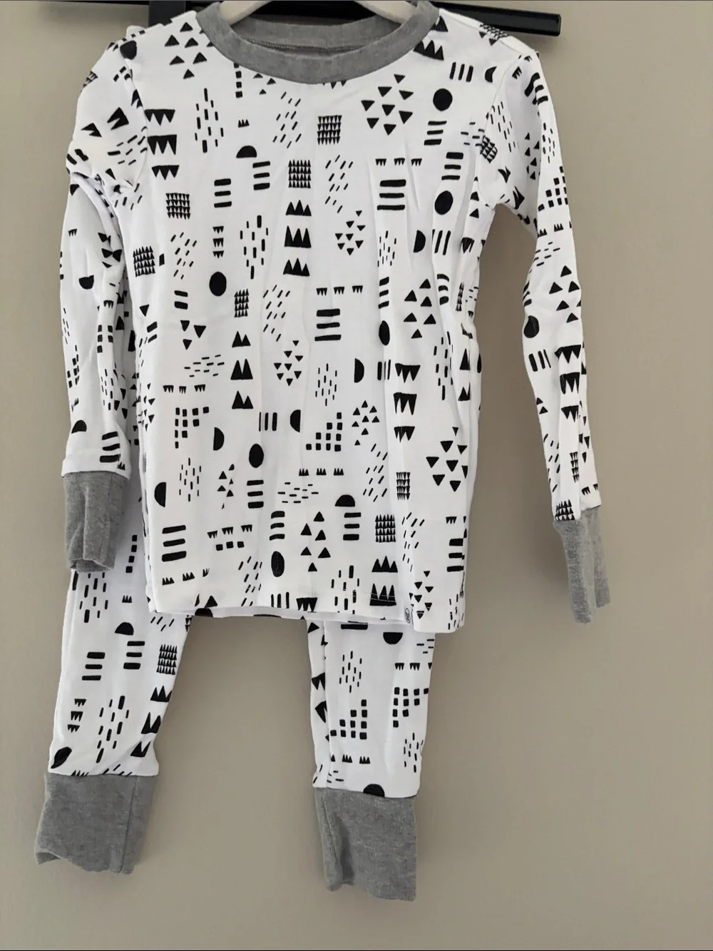 Honest Baby White and Black Patterned Cotton Pajama Set 4T